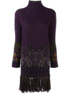 Etro Paisley Print Tassel Knit Top, Women's, Size: 40, Pink/purple, Polyamide/polyester/polyurethane/alpaca