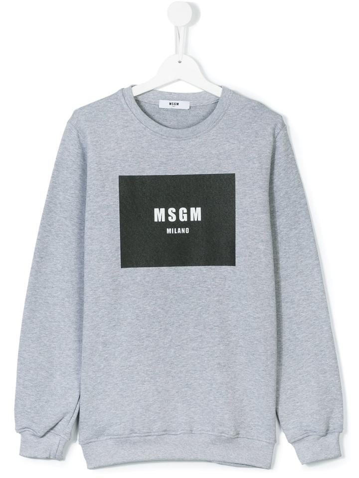 Msgm Kids - Teen Logo Square Sweatshirt - Kids - Cotton - 14 Yrs, Grey