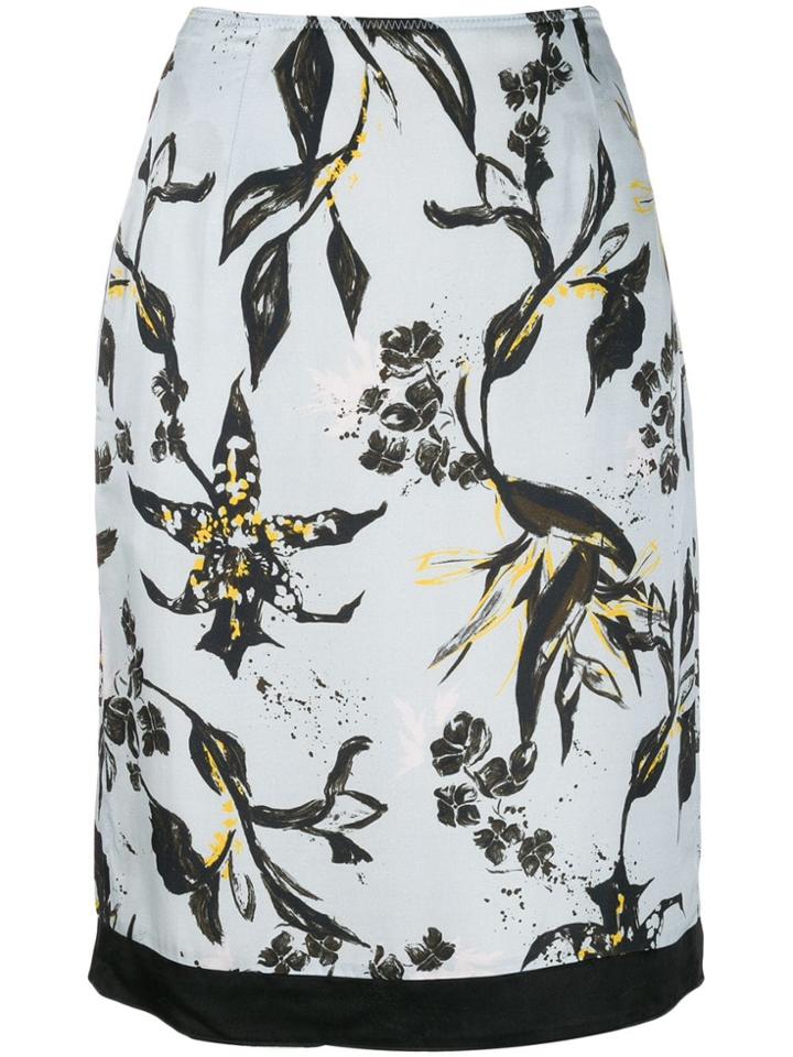 Dorothee Schumacher Leaf Print Straight Skirt - Blue