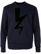 Neil Barrett - Lightning Bolt Sweatshirt - Men - Cotton/polyurethane/viscose - 52, Blue, Cotton/polyurethane/viscose