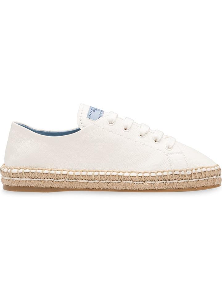 Prada Lace-up Espadrilles - White