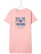 Kenzo Kids Teen Tiger Motif Dress - Pink