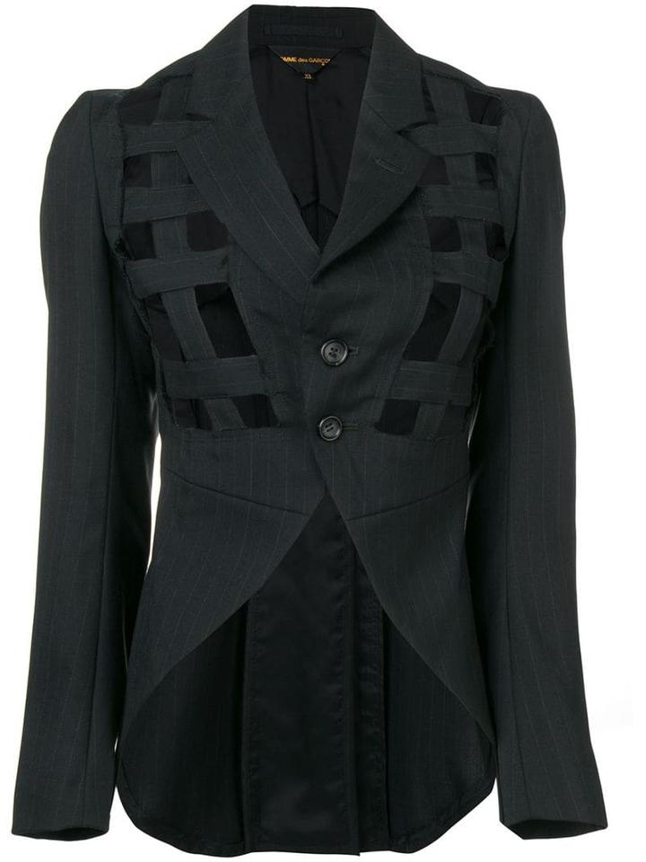 Comme Des Garçons Pre-owned Cut-out Detail Pinstriped Jacket - Black