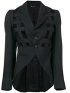 Comme Des Garçons Pre-owned Cut-out Detail Pinstriped Jacket - Black
