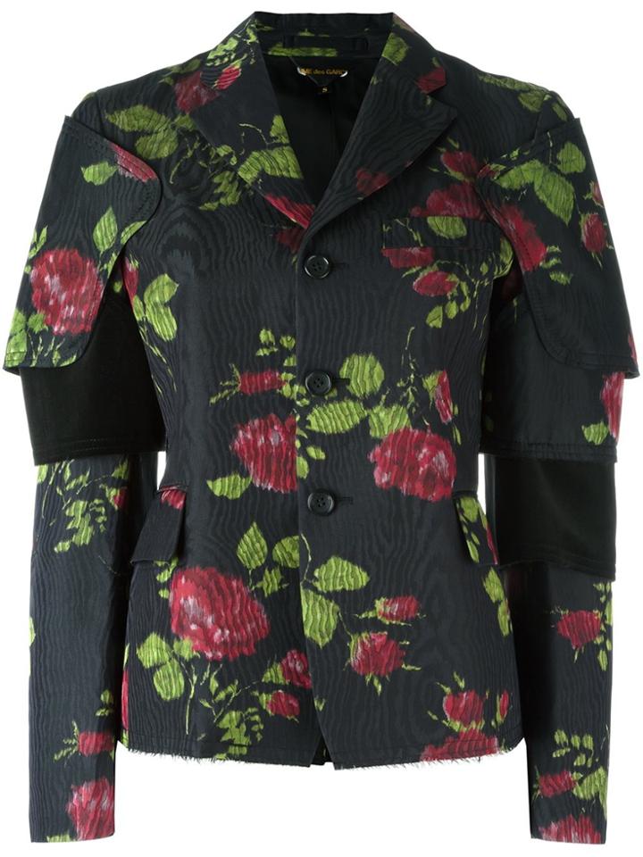 Comme Des Garçons Flower Print Jacket - Black