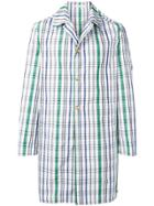 Kenzo Plaid Single Breasted Coat - White