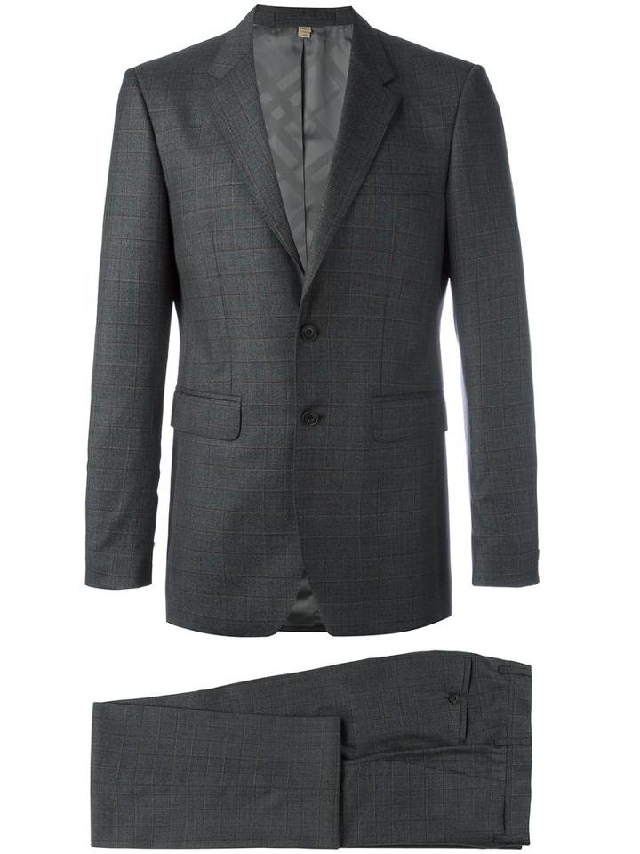 Burberry Melange Two Piece Suit, Men's, Size: 52, Grey, Wool/acetate/cupro/viscose