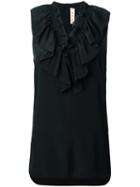 Marni Ruffle Neck Top, Women's, Size: 42, Black, Silk/acetate