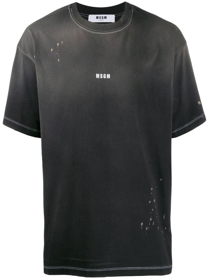 Msgm Distressed Logo T-shirt - Black