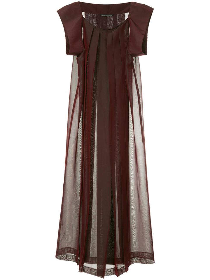 Yohji Yamamoto Vintage Pleated Maxi Dress - Red