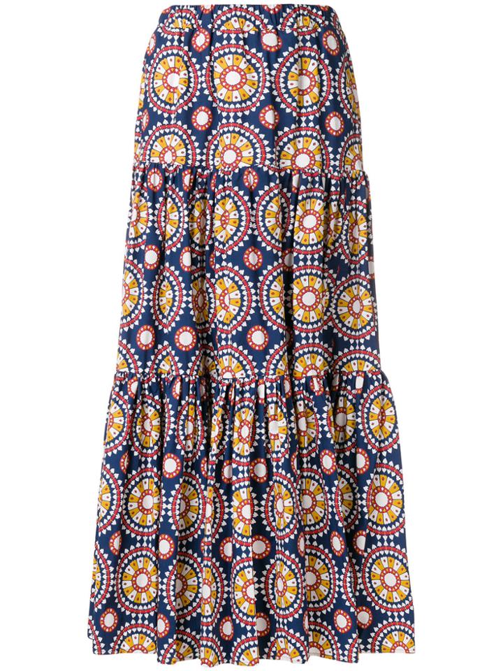 La Doublej Pattern Print Maxi Skirt - Blue
