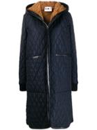 Plan C Long Quilted Coat - Blue