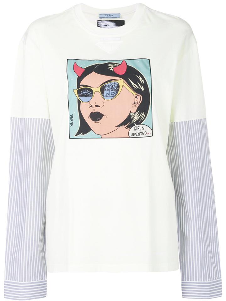Prada Comic Print Long-sleeved T-shirt - Yellow & Orange