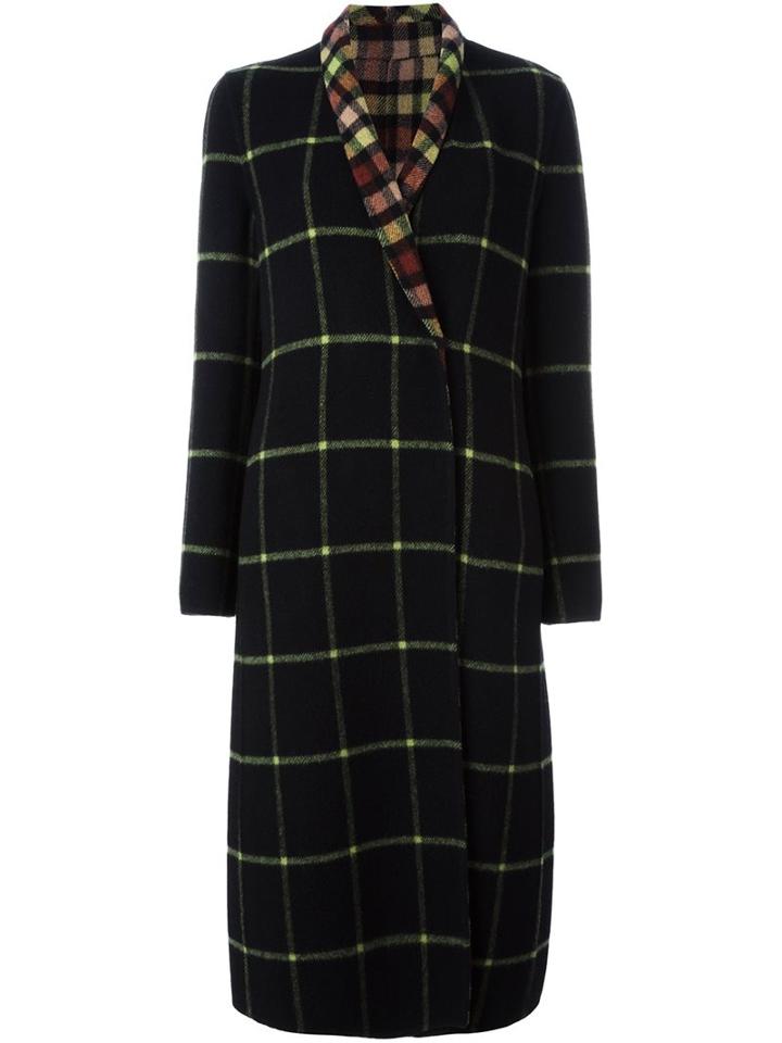 Etro Checked Coat, Women's, Size: 42, Black, Polyamide/wool
