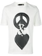 Love Moschino Peace And Love T-shirt, Men's, Size: Large, White, Cotton