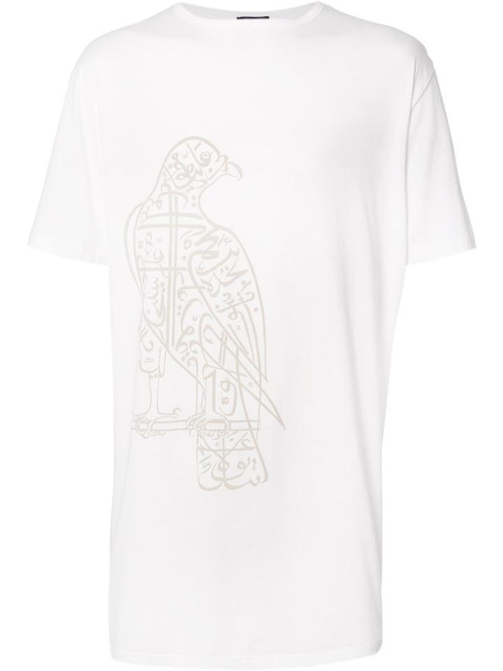 Thamanyah Falcon Print T-shirt, Men's, Size: Large, White, Cotton