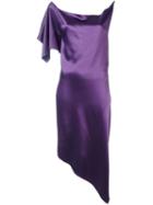 Area Draped One Sleeve Dress - Purple