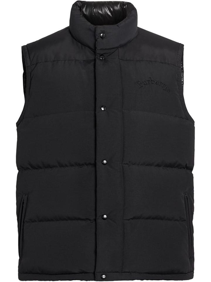 Burberry Embroidered Archive Logo Down-filled Gilet - Black