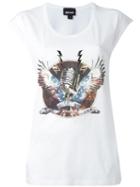 Just Cavalli Microphone Print T-shirt, Women's, Size: Xs, White, Cotton