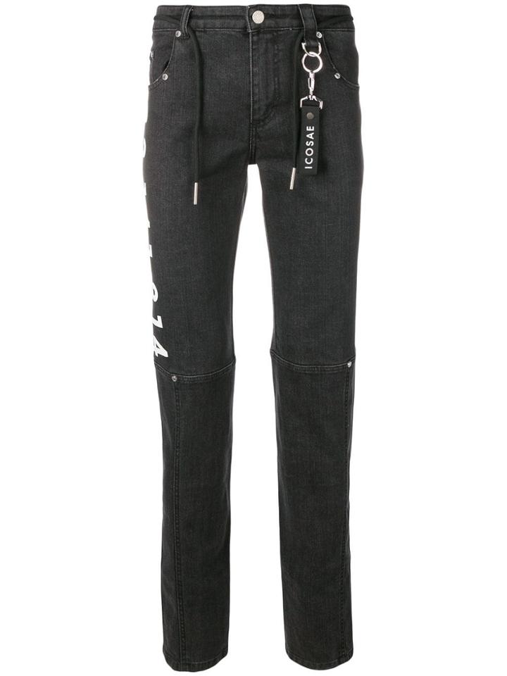 Icosae Graphic Print Skinny-fit Jeans - Black
