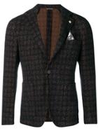 Manuel Ritz Dogtooth Woven Blazer - Blue