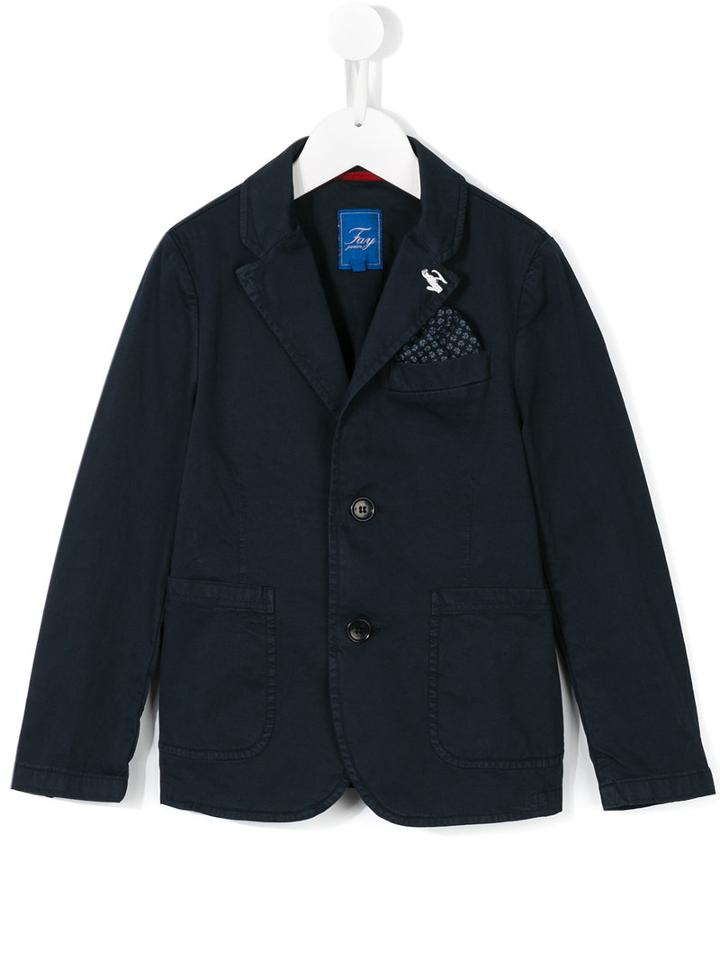 Fay Kids - Two Button Blazer - Kids - Cotton/spandex/elastane - 4 Yrs, Blue