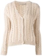 Ermanno Scervino Pearl Embroidery Cardigan, Women's, Size: 46, Nude/neutrals, Alpaca/glass/enamel