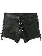 Manokhi Laced Leather Shorts - Black