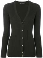 Versace - V-neck Cardigan - Women - Polyester/wool - 42, Green, Polyester/wool