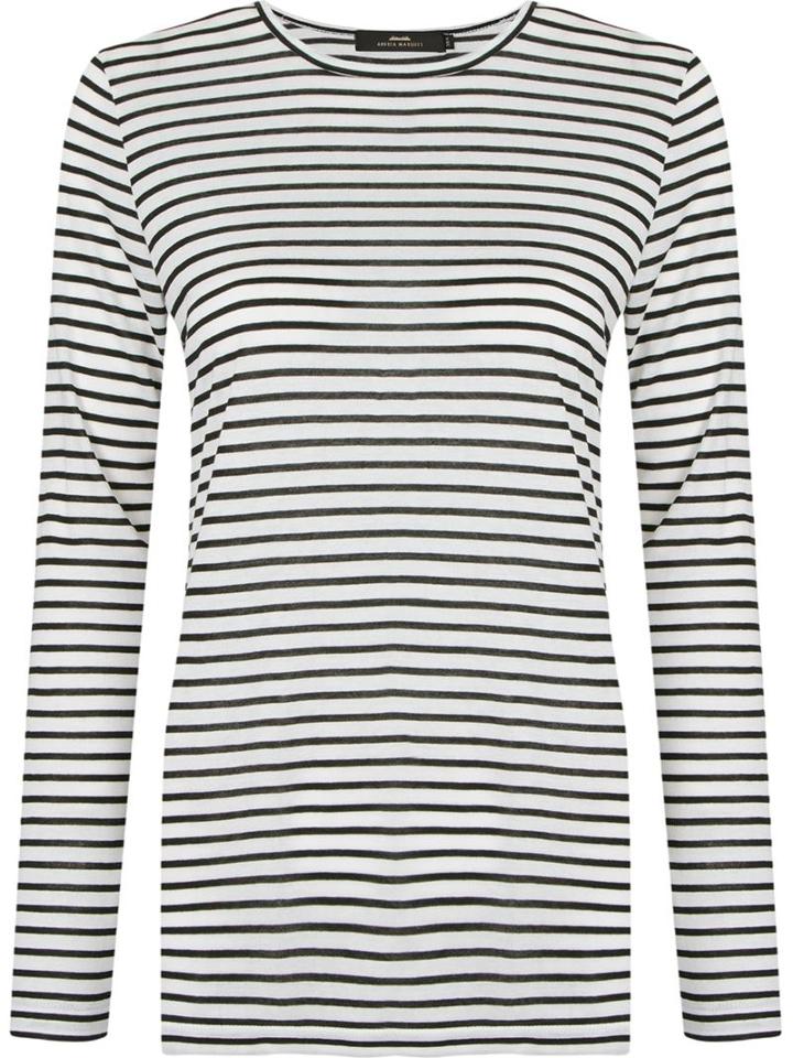 Andrea Marques Crew Neck Striped Blouse, Women's, Size: 42, Black, Cotton