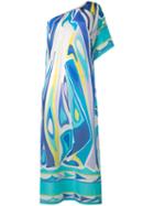 Emilio Pucci - Single Sleeve Shift Dress - Women - Silk/cotton - 42, Blue, Silk/cotton