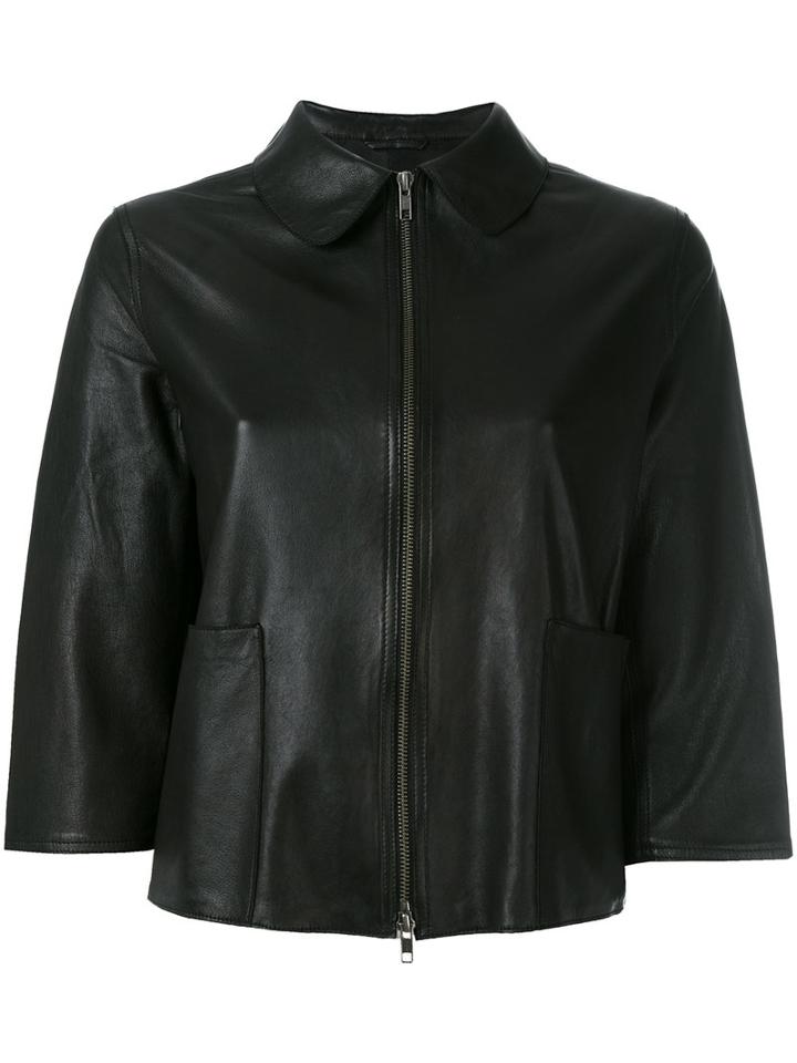 S.w.o.r.d 6.6.44 Cropped Impact Leather Jacket, Women's, Black, Leather/polyester
