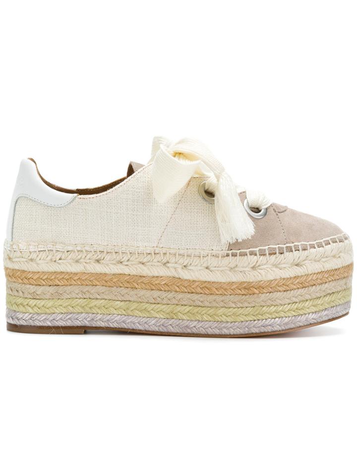 Chloé Two Tone Platform Espadrilles - Nude & Neutrals