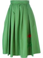 Vivetta Floral Embroidery Midi Skirt, Women's, Size: 44, Green, Cotton/spandex/elastane