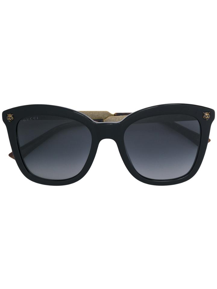 Gucci Eyewear Oversized Tiger Detail Sunglasses - Black