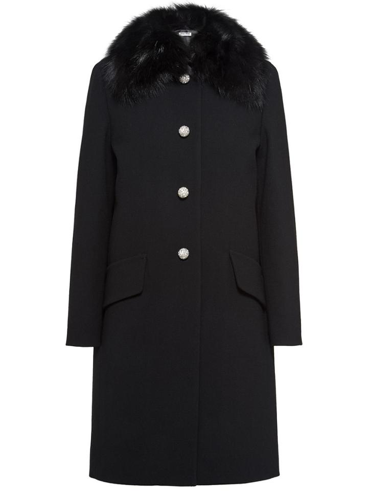 Miu Miu Fur Collar Coat - Black