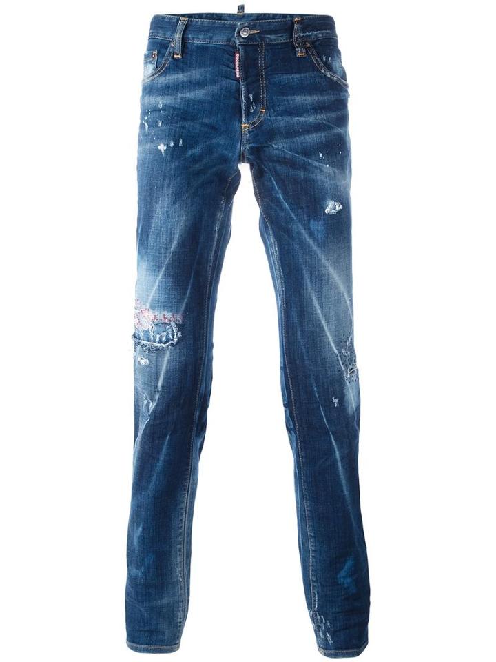Dsquared2 'slim' Distressed Jeans, Men's, Size: 52, Blue, Cotton/spandex/elastane