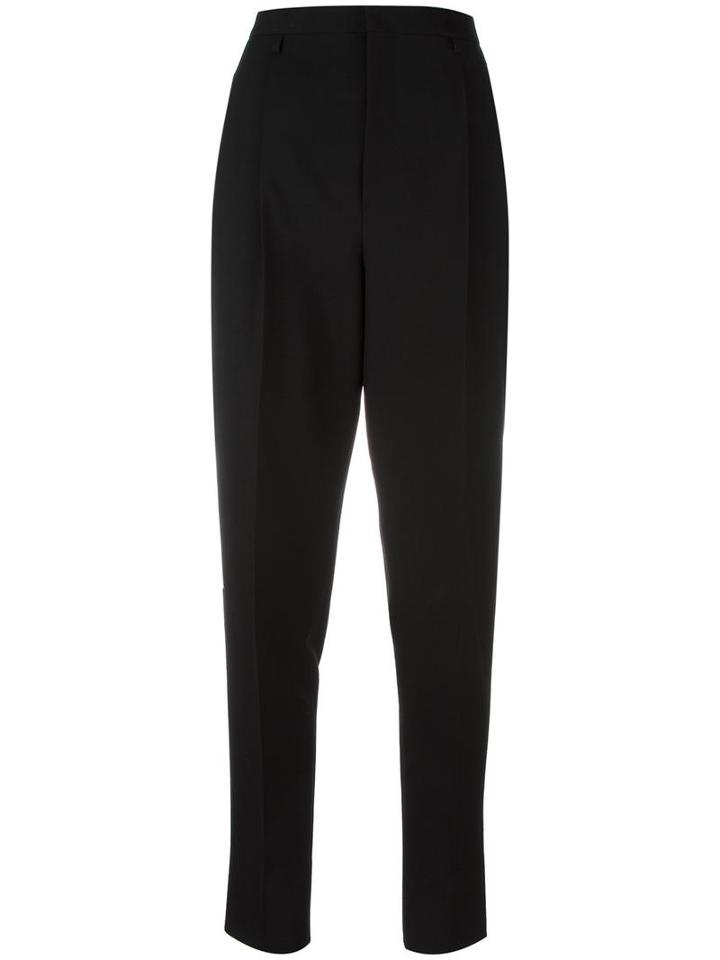 Saint Laurent Tapered Tailored Trousers, Women's, Size: 38, Black, Virgin Wool/cotton