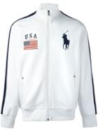 Polo Ralph Lauren Stripe Detail Flag Patch Cardigan, Men's, Size: Large, White, Cotton/polyester