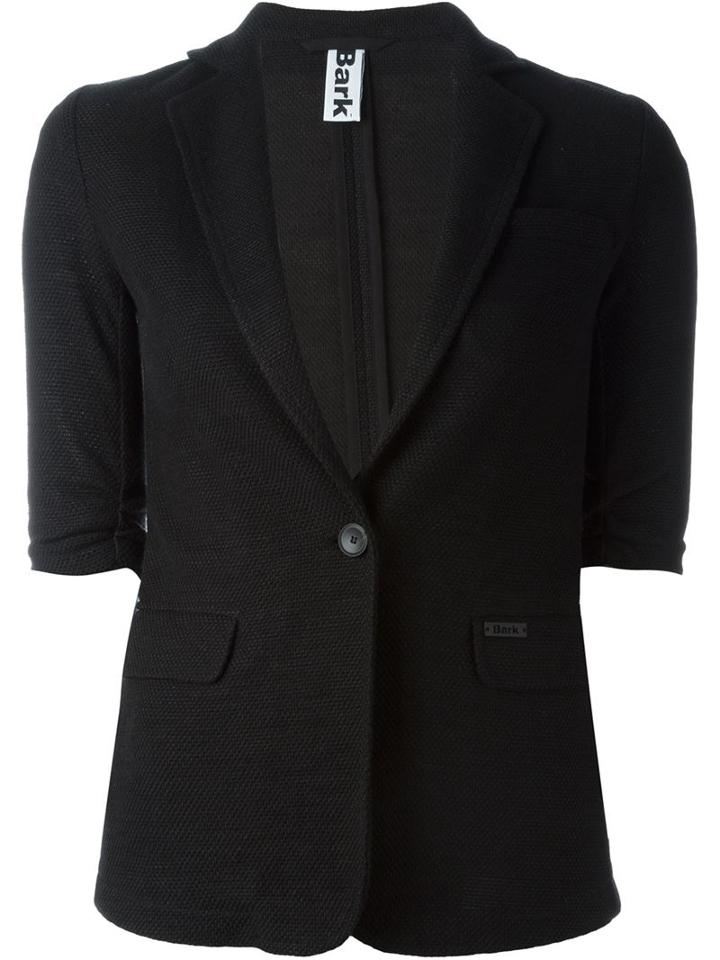 Bark Half Sleeve Blazer, Women's, Size: Medium, Black, Linen/flax/polyester