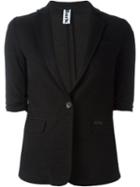 Bark Half Sleeve Blazer, Women's, Size: Medium, Black, Linen/flax/polyester