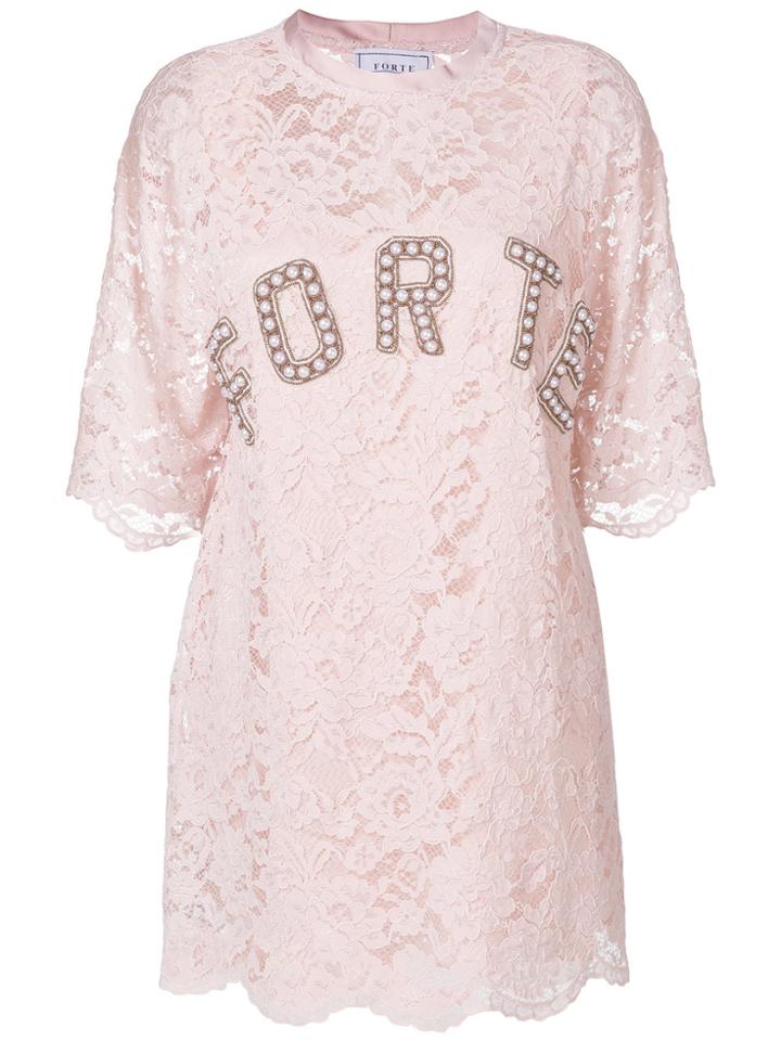 Forte Dei Marmi Couture Lace T-shirt Dress - Pink & Purple