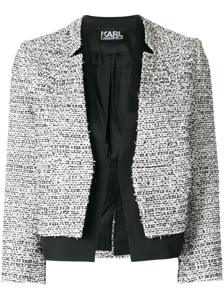 Karl Lagerfeld Bouclé And Satin Blazer - Black