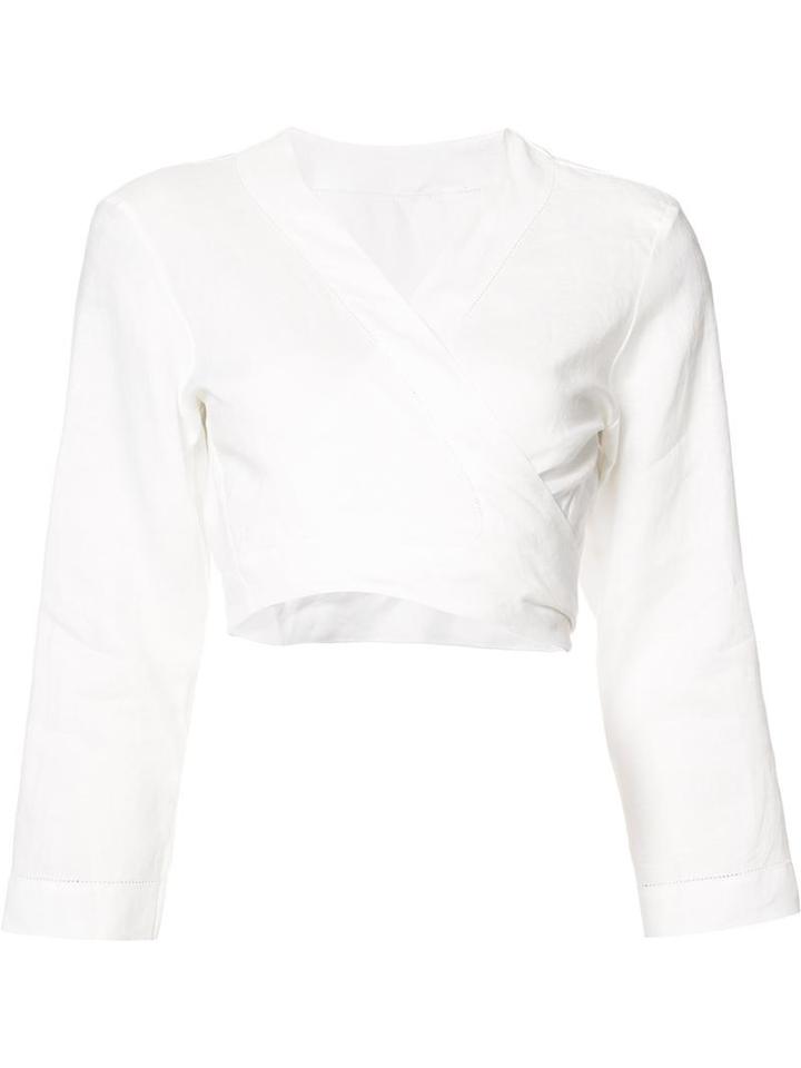 Lisa Marie Fernandez Kimono Blouse, Women's, Size: 2, White, Linen/flax