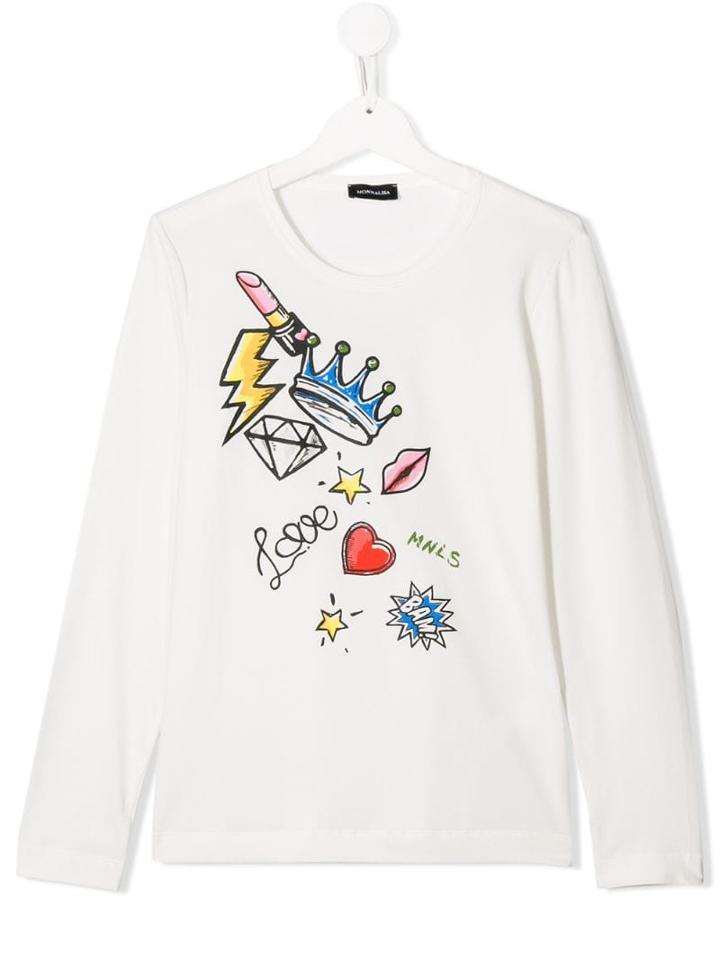 Monnalisa Teen Multi-print Top - White