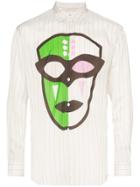 Comme Des Garçons Shirt Mask Print Cutout Detail Striped Shirt -