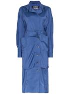 Jacquemus Button-down Belted Silk Shirt Dress - Blue
