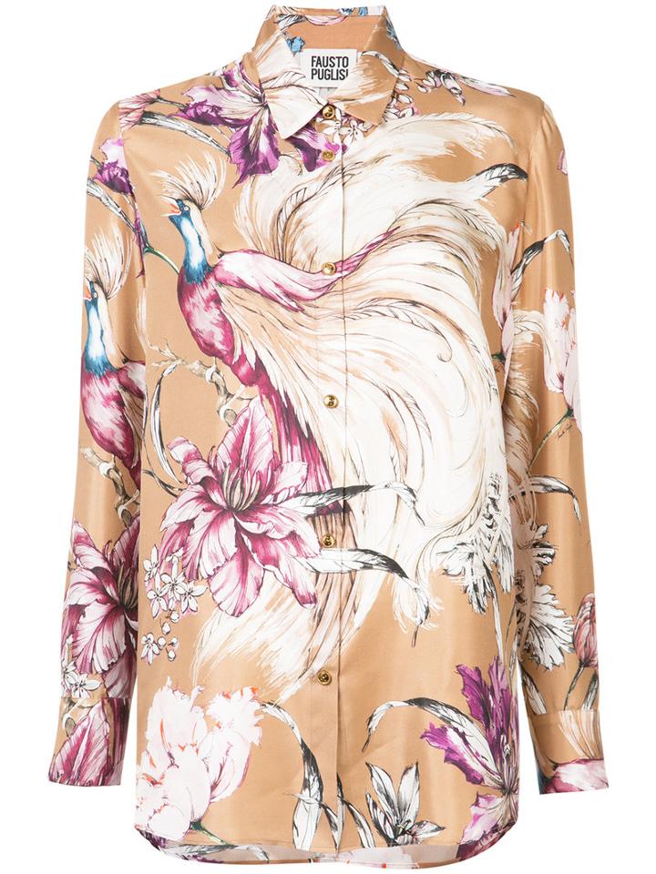 Floral Print Shirt - Women - Silk - 42, Nude/neutrals, Silk, Fausto Puglisi
