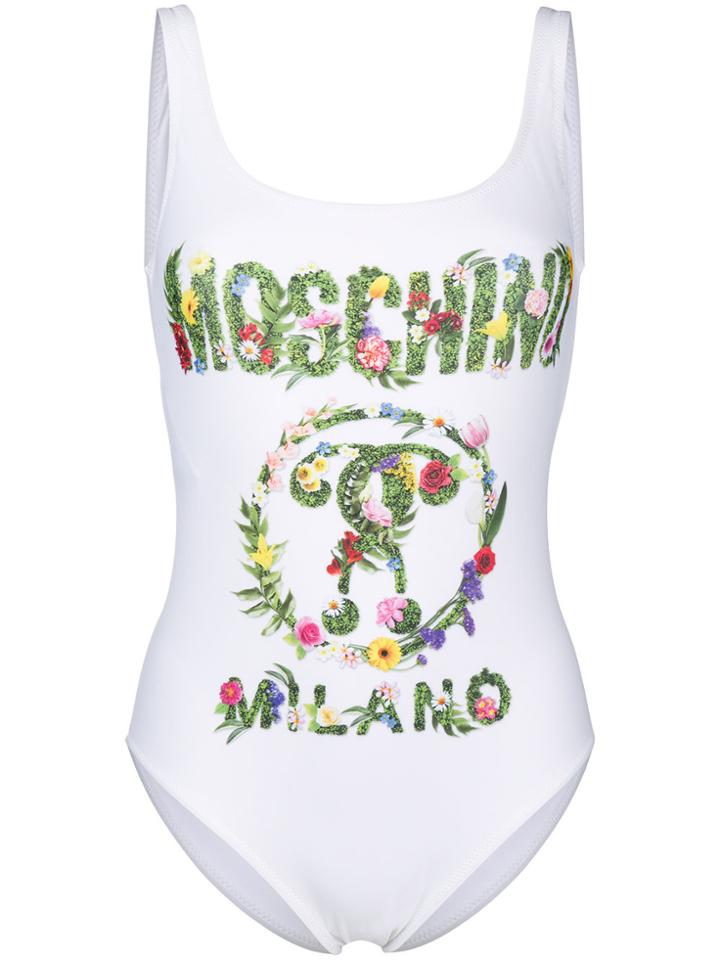 Moschino Floral Logo One Piece - White