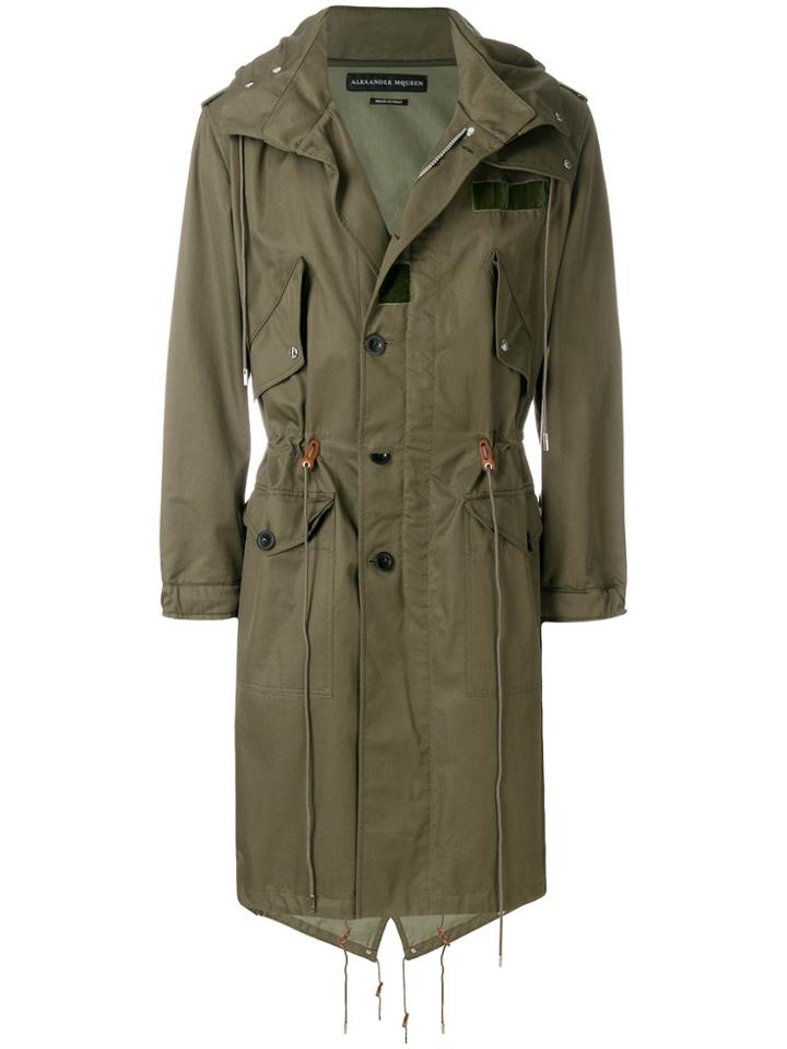 Alexander Mcqueen Embroidered Back Oversized Parka - Green